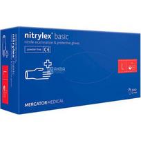 vienkartines pirstines - NITRYLEX Classic, nitrilinės, nepudruotos, mėlynos spalvos, L, 100 vnt. - 1 nuotrauka