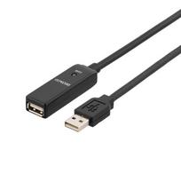DELTACO USB 2.0 ilgintuvas, 5.0m, aktyvus, juodas / USB2-EX5M