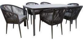 Lauko baldų komplektas Home4you Ecco 7 Piece Set, pilkas, 6 vietų