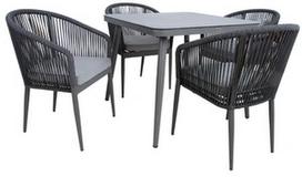 ermitazas stalai - Lauko baldų komplektas Home4you Ecco 5 Piece Set, pilkas, 4 vietų - 1 nuotrauka
