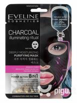 Drėkinamoji lakštinė veido kaukė Eveline Charcoal Iluminating 20 ml