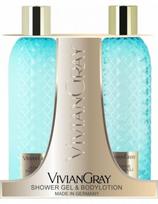 Vivian Gray rinkinys, dušo želė ir kūno losjonas, jazminas ir pačiulis Vivian Gray 2x300ml