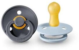 bibs ciulptukai - Čiulptukas Bibs Colour Round Pacifier 2pcs Iron/Baby Blue 0-6m - 1 nuotrauka