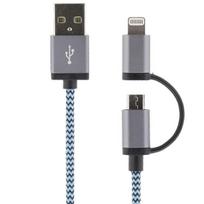 Pirkti STREETZ USB-microUSB Lightning, 1.0m, mėlynas / IPLH-242 - Photo 1