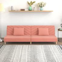 Pirkti Dvivietė sofa-lova su dvejomis pagalvėmis, rožinė, aksomas - Photo 1