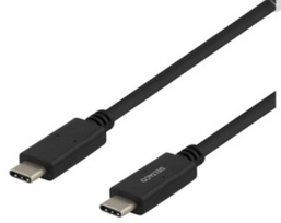 type 2 kabelis - DELTACO USB-C į USB-C, 480 Mbit/s, 3A, 1m,  juodas / USBC-2001M - 1 nuotrauka