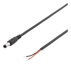 DELTACO 5,5x2,1 mm nuolatinė srovė su atviru galu, 2 m, 20 AWG, juodas5,5 x 2,1 mm nuolatinės srov