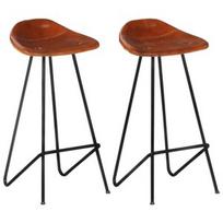 Baro kėdė VLX Bar Stools Brown Real Leather, ruda, 2 vnt.