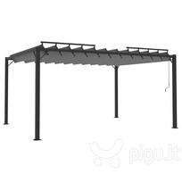 Pavėsinė su žaliuzių stogu, juoda, 3x4 m