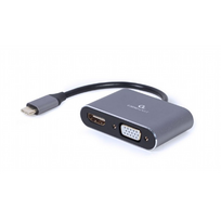 hdmi type c laidas - Cablexpert USB-C - HDMI+VGA A-USB3C-HDMIVGA-01, pilka, 0.15 m - 1 nuotrauka