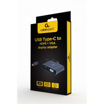 hdmi type c laidas - Cablexpert USB-C - HDMI+VGA A-USB3C-HDMIVGA-01, pilka, 0.15 m - 2 nuotrauka