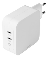 DELTACO USB-C, GaN technologija, 2x USB-C PD, iš viso 100 W / USBC-GAN03
