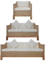 Lauko sofa VLX 3 Piece Set With Cushions, kreminė/medžio, 78 cm x 171 cm x 74 cm