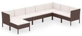 Lauko baldų komplektas VLX 8 Piece Lounge Set With Cushions, kreminės spalvos/rudas, 8 vietų