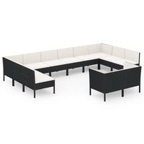 Lauko baldų komplektas VLX Garden Lounge Set 3094624, juodas/kreminės spalvos, 12 vietų