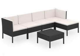 Lauko baldų komplektas VLX Garden Lounge Set 3094384, juodas/kreminės spalvos, 5 vietų