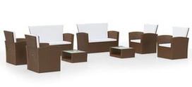Lauko baldų komplektas VLX Garden Lounge Set 3095943, kreminės spalvos/rudas, 8 vietų