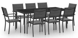 Lauko baldų komplektas VLX 9 Piece Set 3073528, pilkas/antracito, 8 vietų