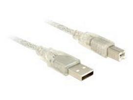 Kabelis DELOCK USB 2.0 Type-A male > USB 2.0 Type-B male 5 m transparent