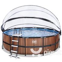 Karkasinis baseinas su smėlio filtru, stogeliu ir šilumos siurbliu Exit Wood ø450x122 cm, rudas