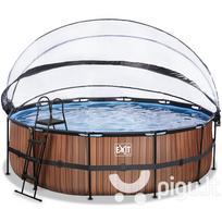 Karkasinis baseinas su smėlio filtru ir stogeliu Exit Wood ø488x122 cm, rudas