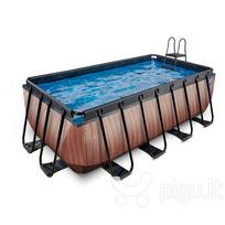 Karkasinis baseinas su smėlio filtru Exit Wood 400x200x122 cm, rudas