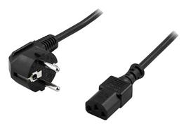 DELTACO įžemintas, LSZH, 2m, kampinis CEE 7/7 į tiesų IEC 60320 C13, max 250V/10A,