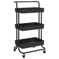 Virtuvinė spintelė VLX 3-Tier Kitchen Trolley 336335, juoda, 420 mm x 250 mm x 835 mm