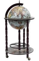 Mini baras VLX Globe Bar Wine Stand, mėlynas/rudas, 470 mm x 470 mm x 880 mm