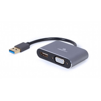 hdmi hdmi kabelis 15m - Adapteris Gembird USB - HDMI/VGA A-USB3-HDMIVGA-01, pilka, 0.15 m - 1 nuotrauka