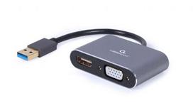 hdmi hdmi kabelis 15m - Adapteris Gembird USB - HDMI/VGA A-USB3-HDMIVGA-01, pilka, 0.15 m - 2 nuotrauka