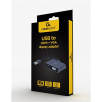 hdmi hdmi kabelis 15m - Adapteris Gembird USB - HDMI/VGA A-USB3-HDMIVGA-01, pilka, 0.15 m - 3 nuotrauka