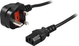 DELTACO device cable, UK, for connection between unit and wall socket, angled BS 1363 to straight IE