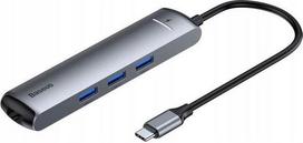 baseus hdmi usb c hub rj45 - Baseus USB HUB 1x RJ-45 1x USB-C + 3x USB-A 3.0 (BSU3032) - 1 nuotrauka