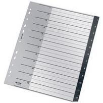 plastikas lapai - Skiriamieji lapai Leitz Recycle, 1-12, A4 MAXI, PP, juodos salvos - 1 nuotrauka