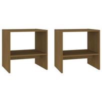 Naktinis staliukas VLX Solid Pinewood 2 pcs, rudas, 40 x 30.5 x 40 cm