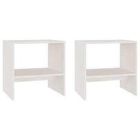 Naktinis staliukas VLX Solid Pinewood 2 pcs, baltas, 40 x 30.5 x 40 cm