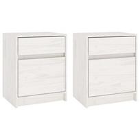 Naktinis staliukas VLX Solid Pinewood 808126, baltas, 40 x 31 x 50 cm