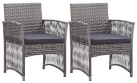 Lauko kėdė VLX Poly Rattan 46441, antracito/tamsiai pilka, 58 cm x 55.5 cm x 76 cm