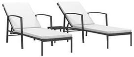 gultai - Gultas VLX Poly Rattan With Table, juodas/kreminės spalvos, 195 cm x 60 cm x 53 - 95 cm - 1 nuotrauka