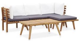 Lauko baldų komplektas VLX 5 Piece Lounge Set With Cushions 46678, baltas/medžio/tamsiai pilka, 4 vietų