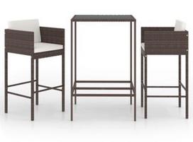 Lauko baldų komplektas VLX Garden Bar Set 3094786, kreminės spalvos/rudas, 2 vietų