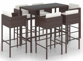 Lauko baldų komplektas VLX Garden Bar Set 3094795, kreminės spalvos/rudas, 6 vietų