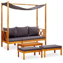 Lauko baldų komplektas VLX Solid Acacia 3058010, rudas/tamsiai pilka, 1-5 vietų