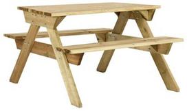 Lauko baldų komplektas VLX Picnic Table With Benches, pušies, 2-4 vietų