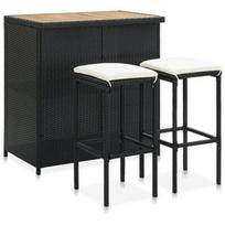 Lauko baldų komplektas VLX Poly Rattan 313473, juodas, 2 vietų