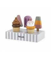 medinis stovas - Mediniai spalvoti ledai VIGA PolarB su stovu Icecream 5vnt, 44057 - 1 nuotrauka