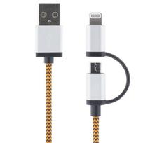  STREETZ USB-microUSB Lightning, 1.0m, oranžinis / IPLH-241