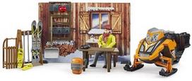 Bruder Bworld Mountain Hut With Snowmobile 63102