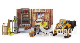 sniego motociklai - Bruder Bworld Mountain Hut With Snowmobile 63102 - 2 nuotrauka